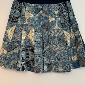 LIKE NEW! Plenty Tracy Reese Navy Pattern Silk Blend Pleated Circle Skirt Sz 10